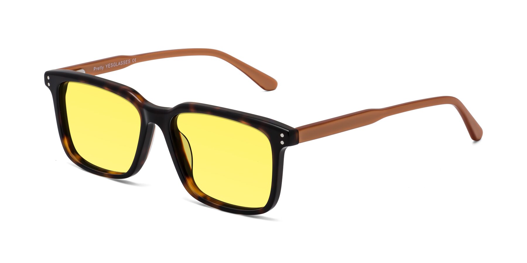 Angle of Pretty in Tortoise-Caramel with Medium Yellow Tinted Lenses