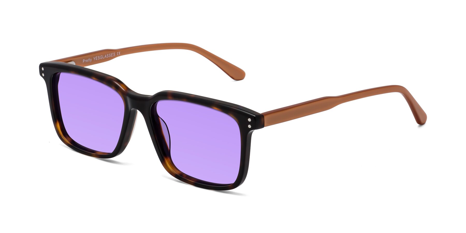 Angle of Pretty in Tortoise-Caramel with Medium Purple Tinted Lenses