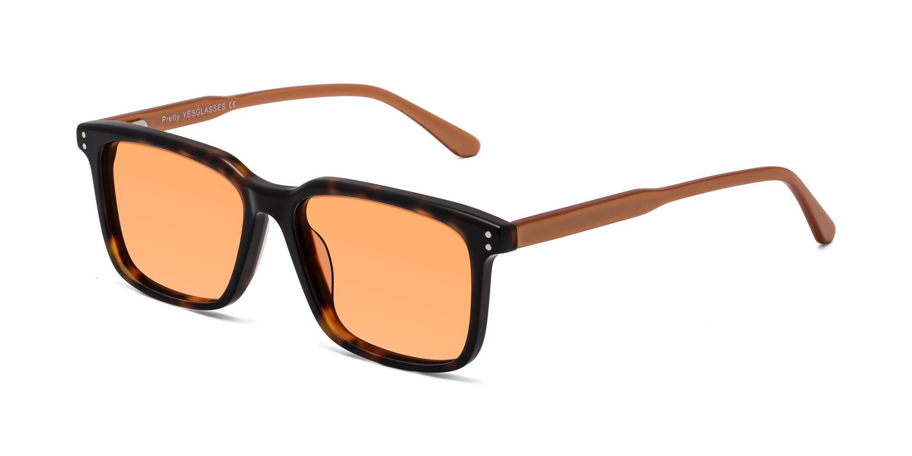 Angle of Pretty in Tortoise-Caramel with Medium Orange Tinted Lenses