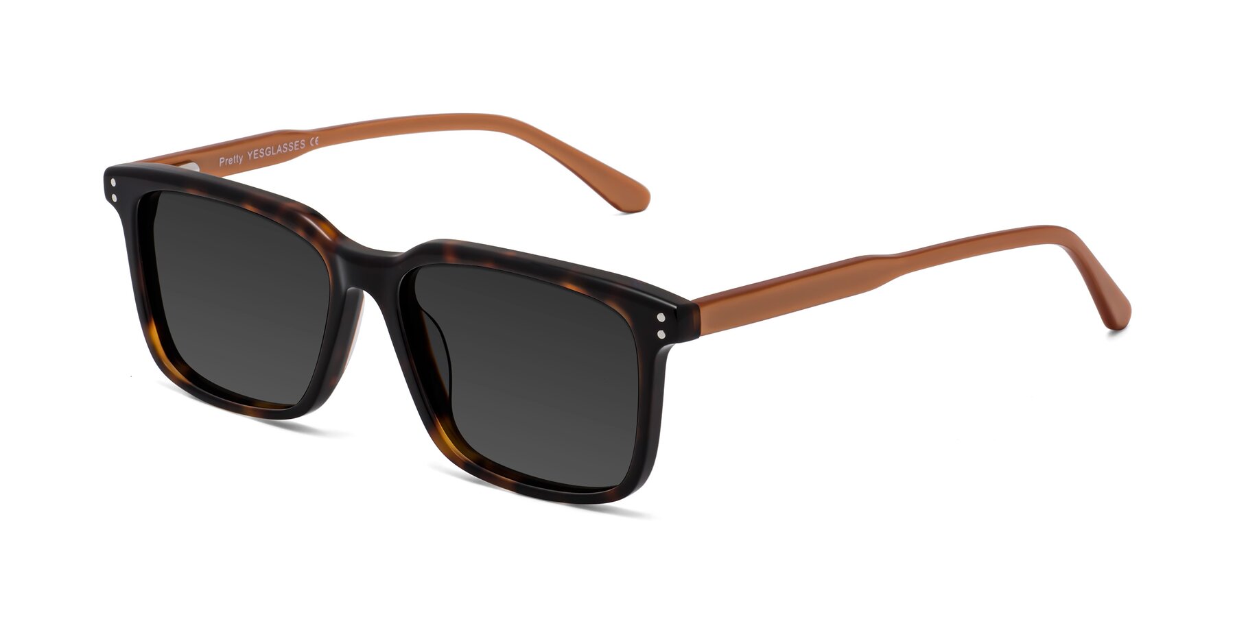 Angle of Pretty in Tortoise-Caramel with Gray Tinted Lenses