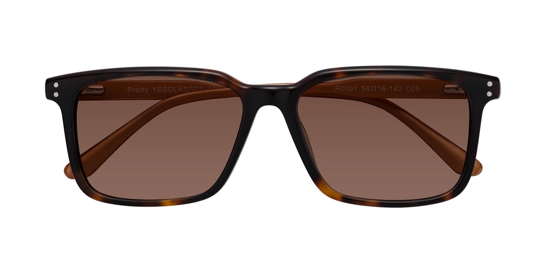 Folded Front of Pretty in Tortoise-Caramel with Brown Tinted Lenses