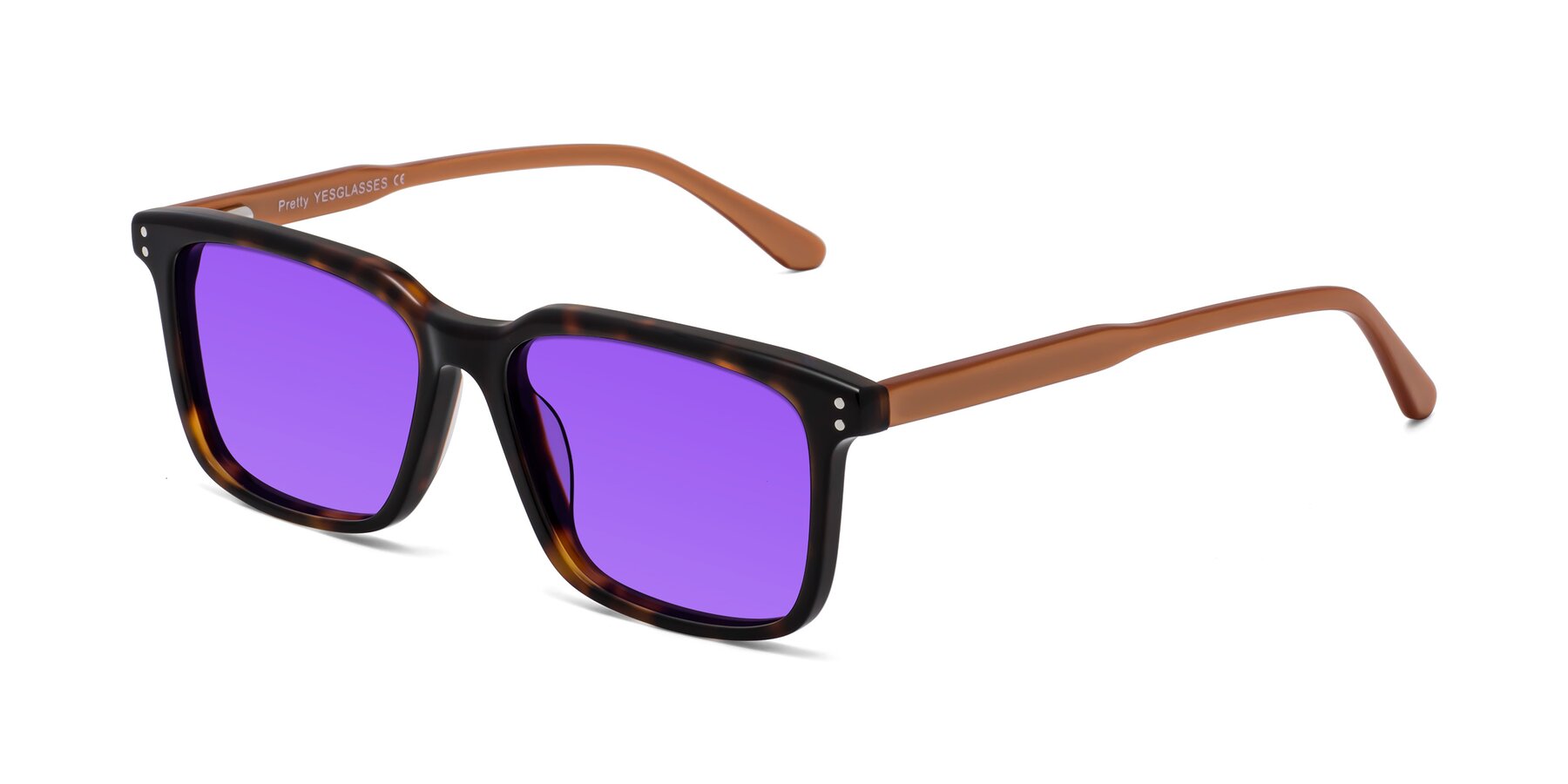 Angle of Pretty in Tortoise-Caramel with Purple Tinted Lenses