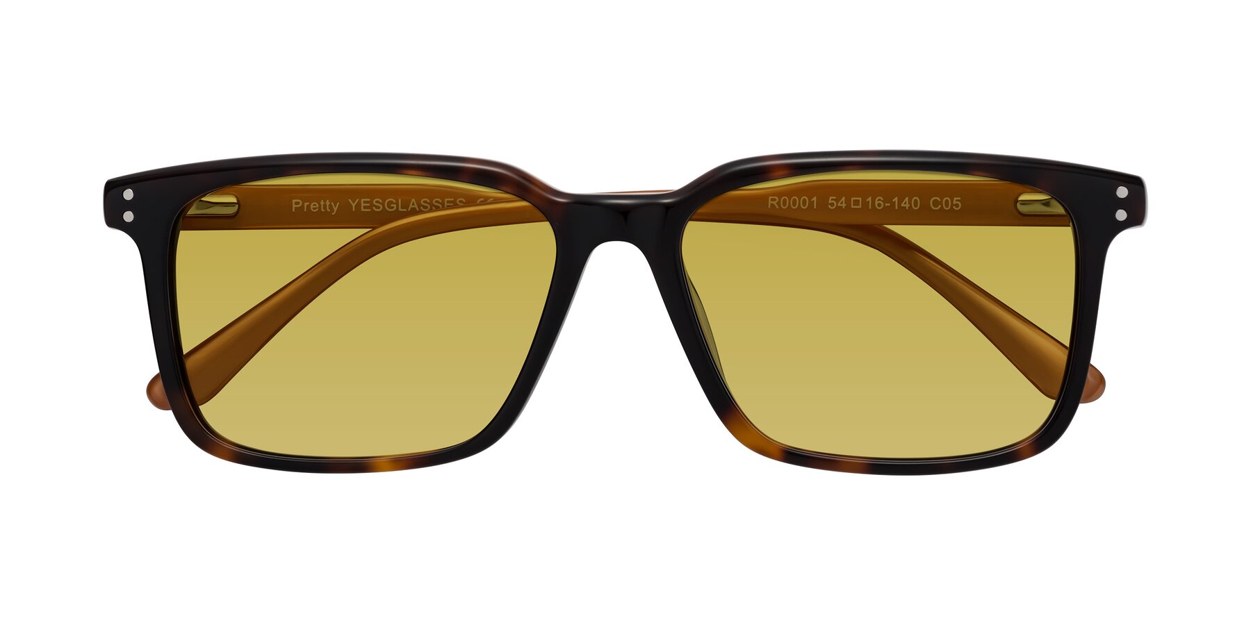 Folded Front of Pretty in Tortoise-Caramel with Champagne Tinted Lenses