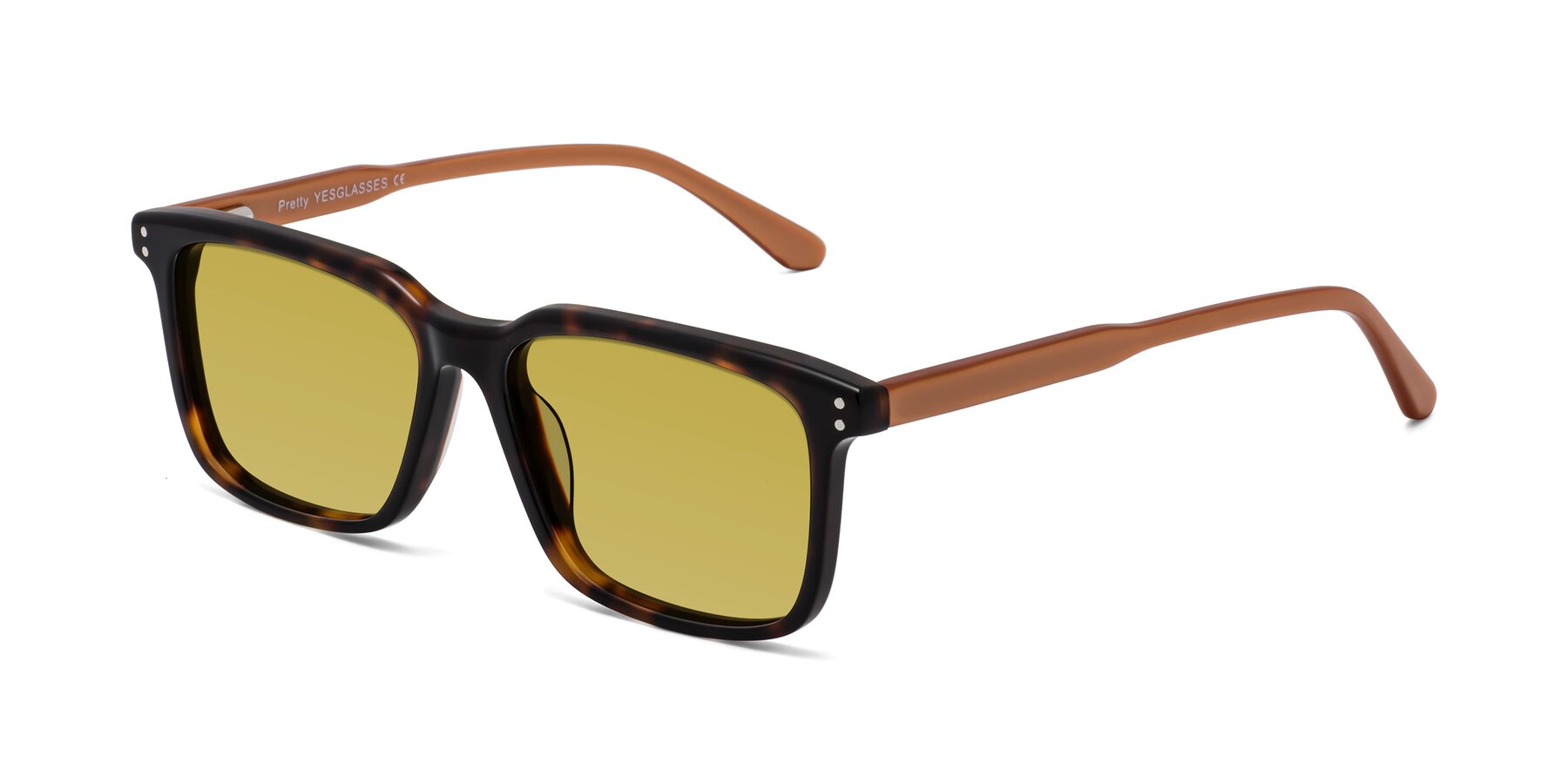 Angle of Pretty in Tortoise-Caramel with Champagne Tinted Lenses