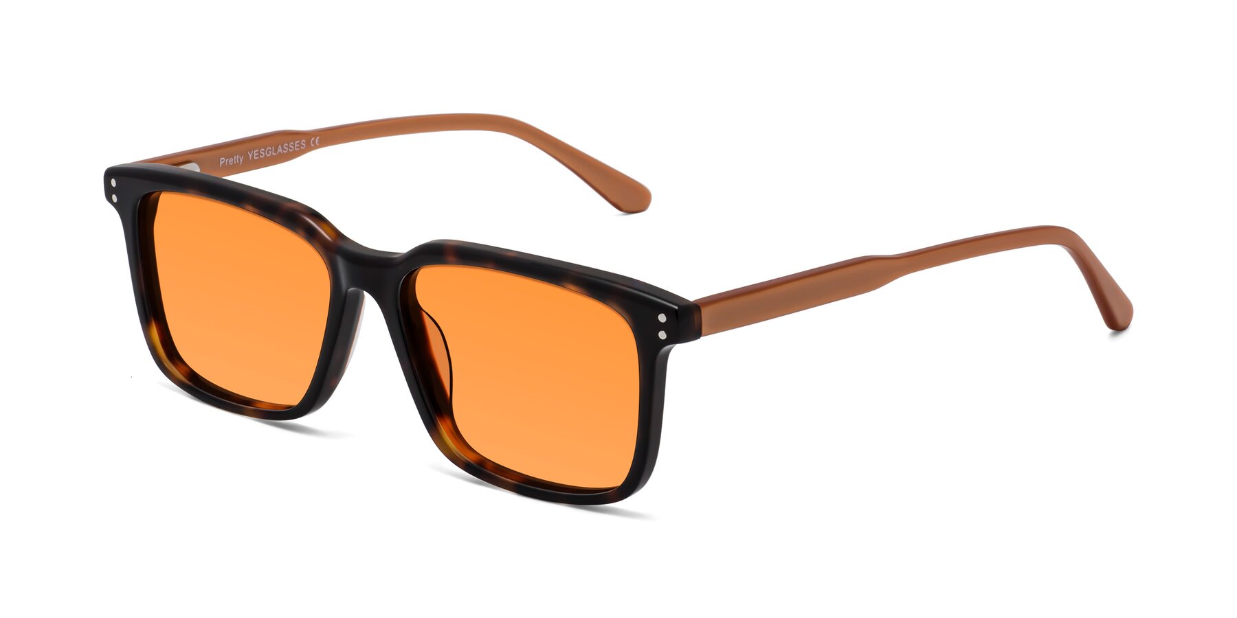 Angle of Pretty in Tortoise-Caramel with Orange Tinted Lenses