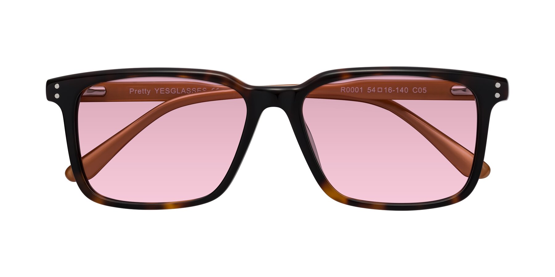 Folded Front of Pretty in Tortoise-Caramel with Light Wine Tinted Lenses