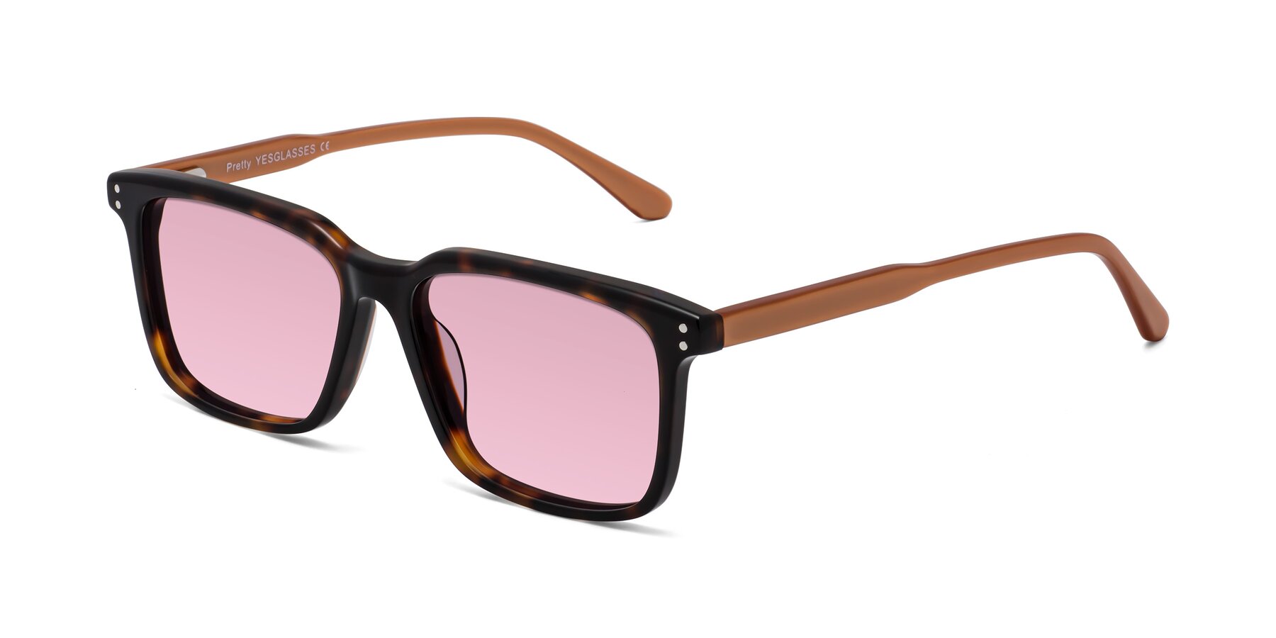 Angle of Pretty in Tortoise-Caramel with Light Wine Tinted Lenses