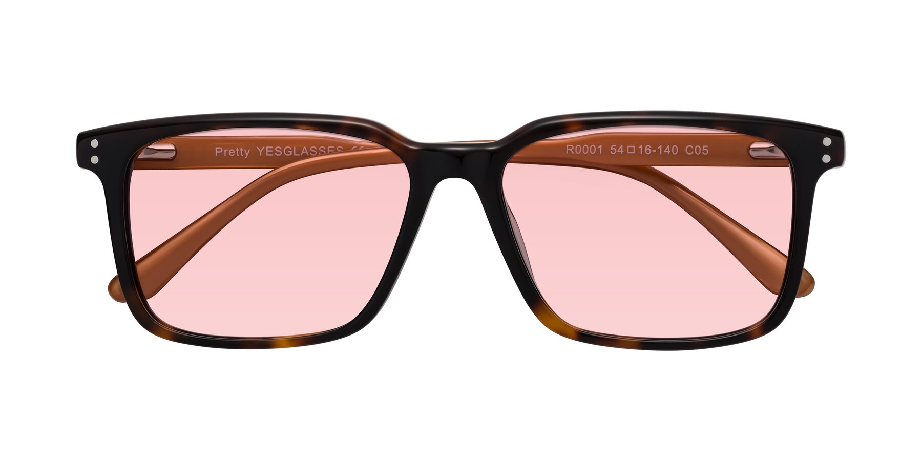 Folded Front of Pretty in Tortoise-Caramel with Light Garnet Tinted Lenses