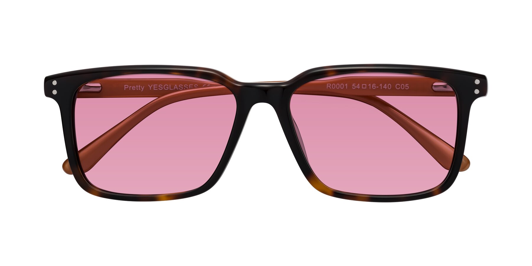 Folded Front of Pretty in Tortoise-Caramel with Medium Wine Tinted Lenses