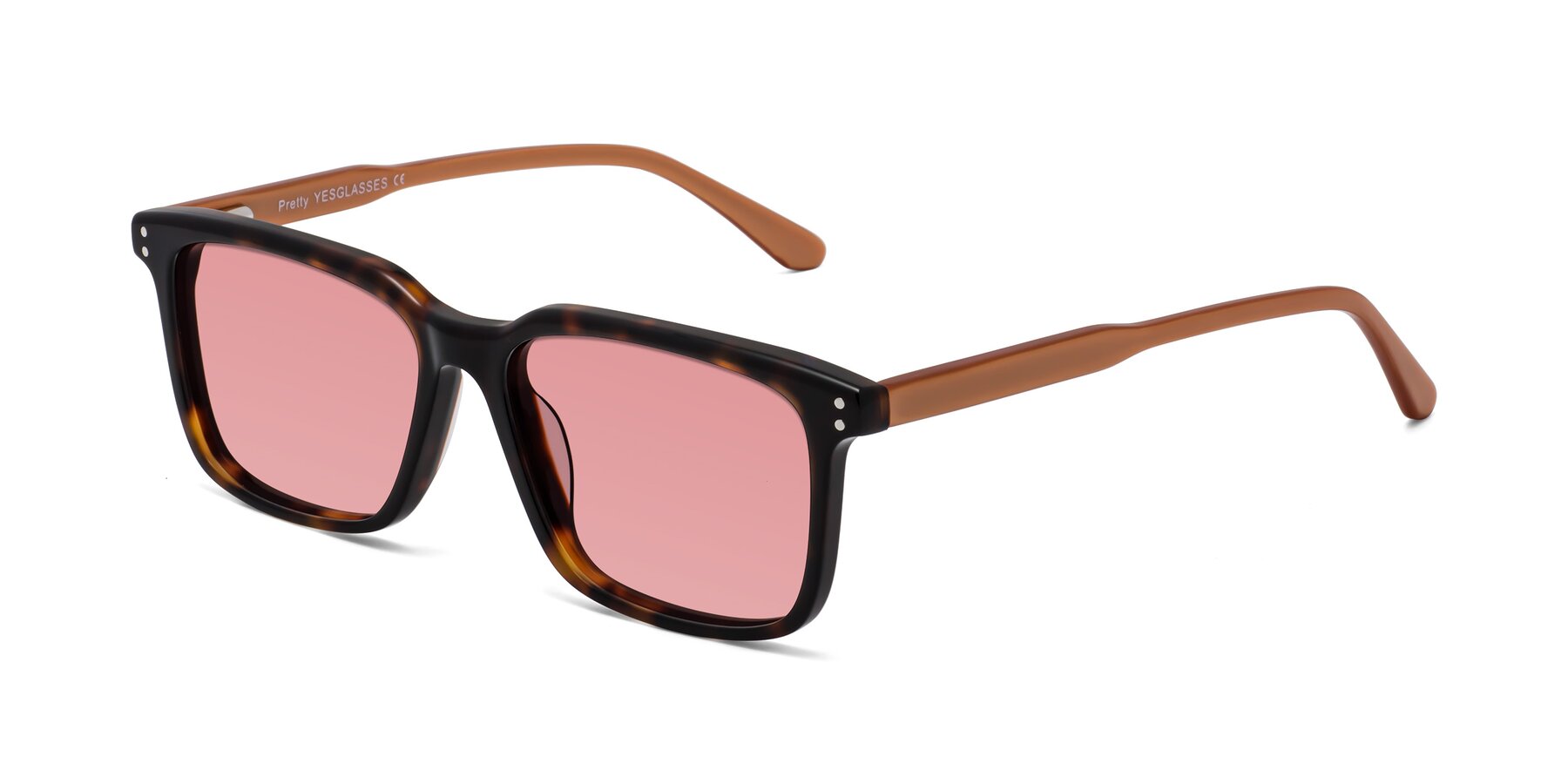 Angle of Pretty in Tortoise-Caramel with Medium Garnet Tinted Lenses