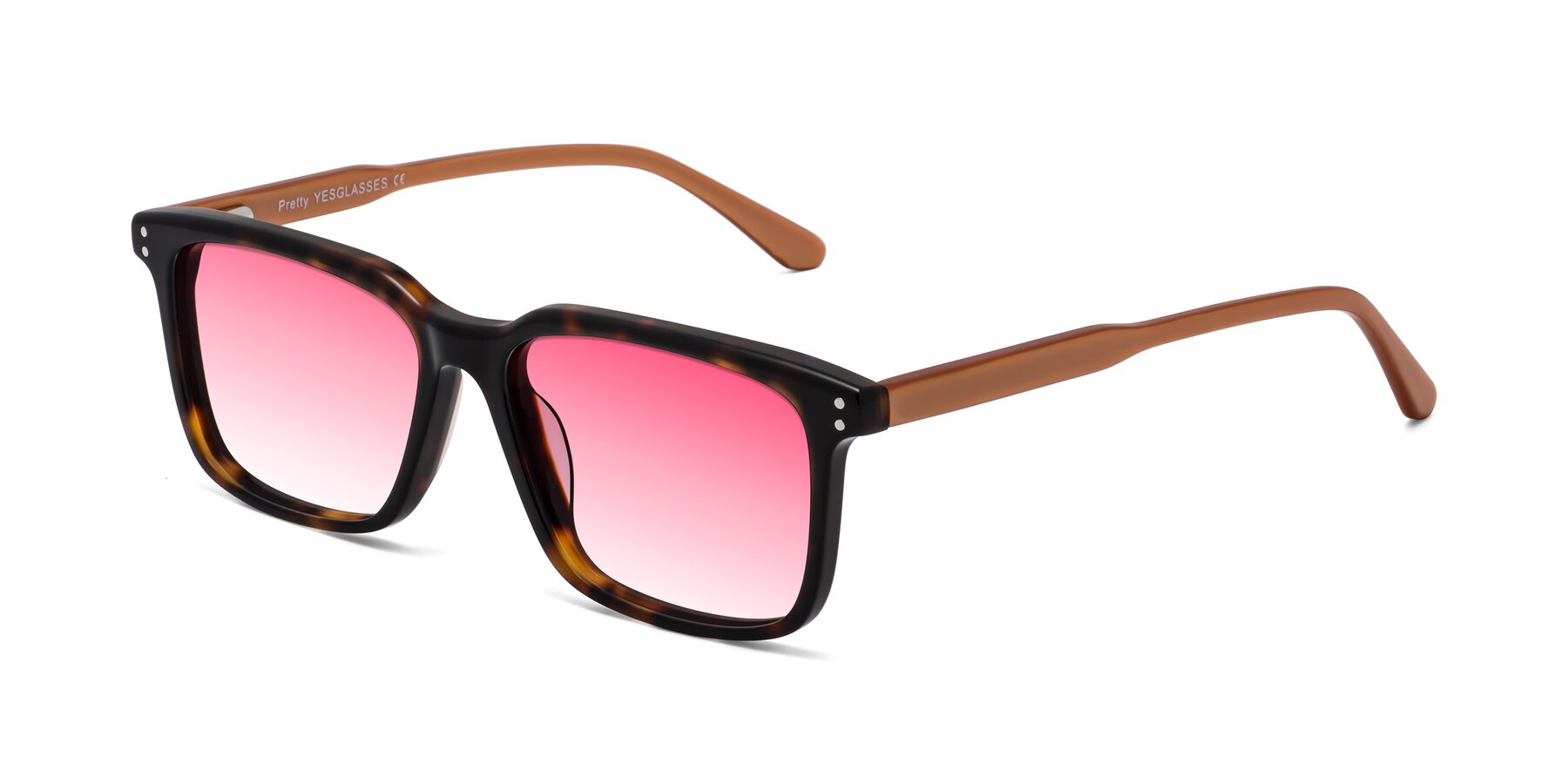 Angle of Pretty in Tortoise-Caramel with Pink Gradient Lenses