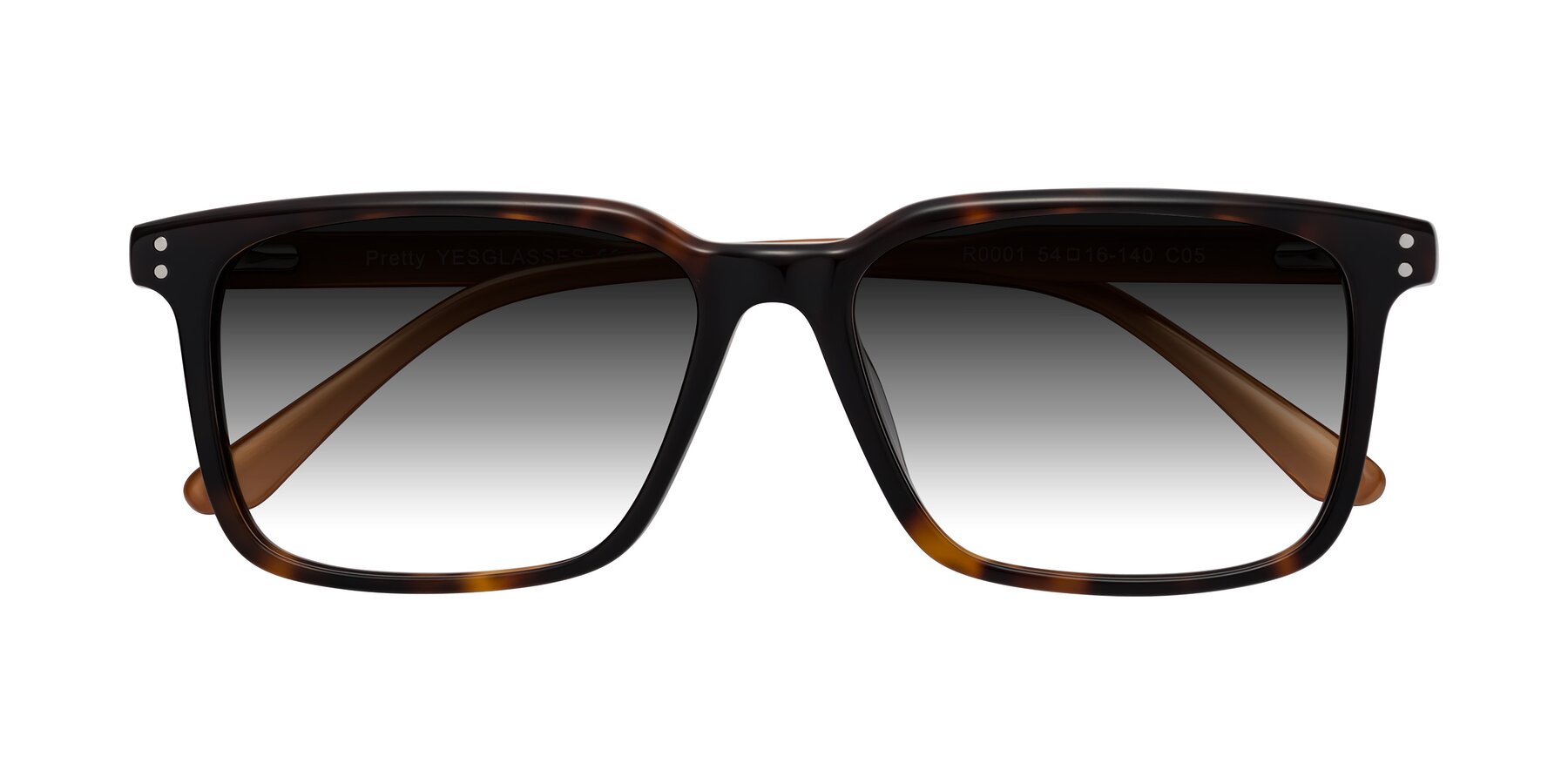 Folded Front of Pretty in Tortoise-Caramel with Gray Gradient Lenses