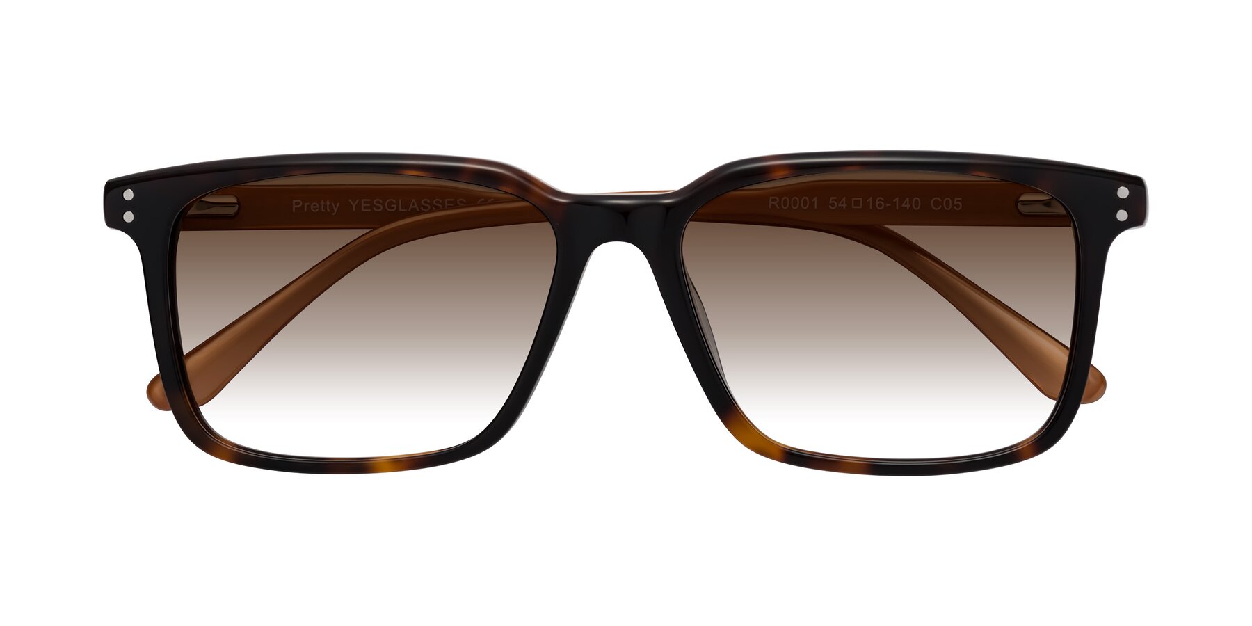 Folded Front of Pretty in Tortoise-Caramel with Brown Gradient Lenses