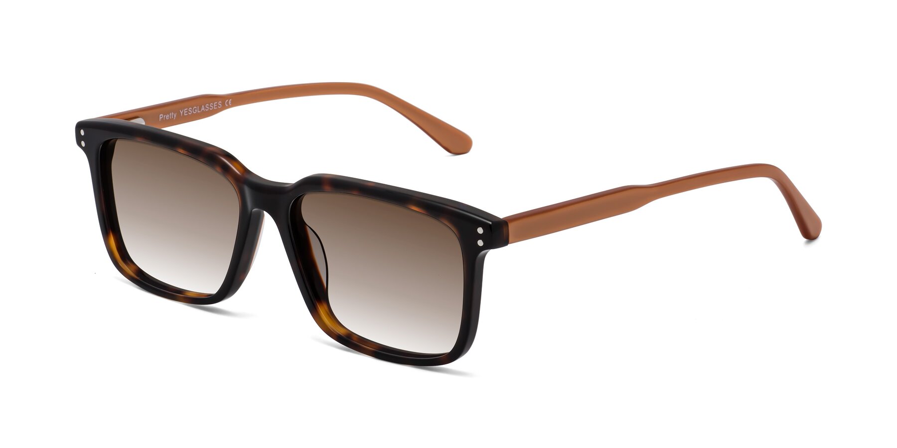 Angle of Pretty in Tortoise-Caramel with Brown Gradient Lenses