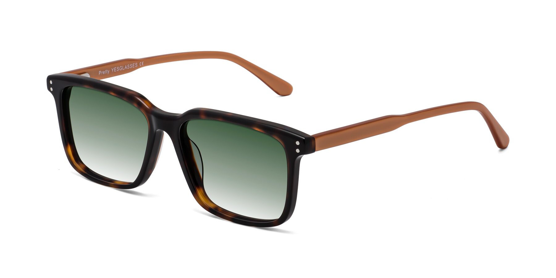 Angle of Pretty in Tortoise-Caramel with Green Gradient Lenses