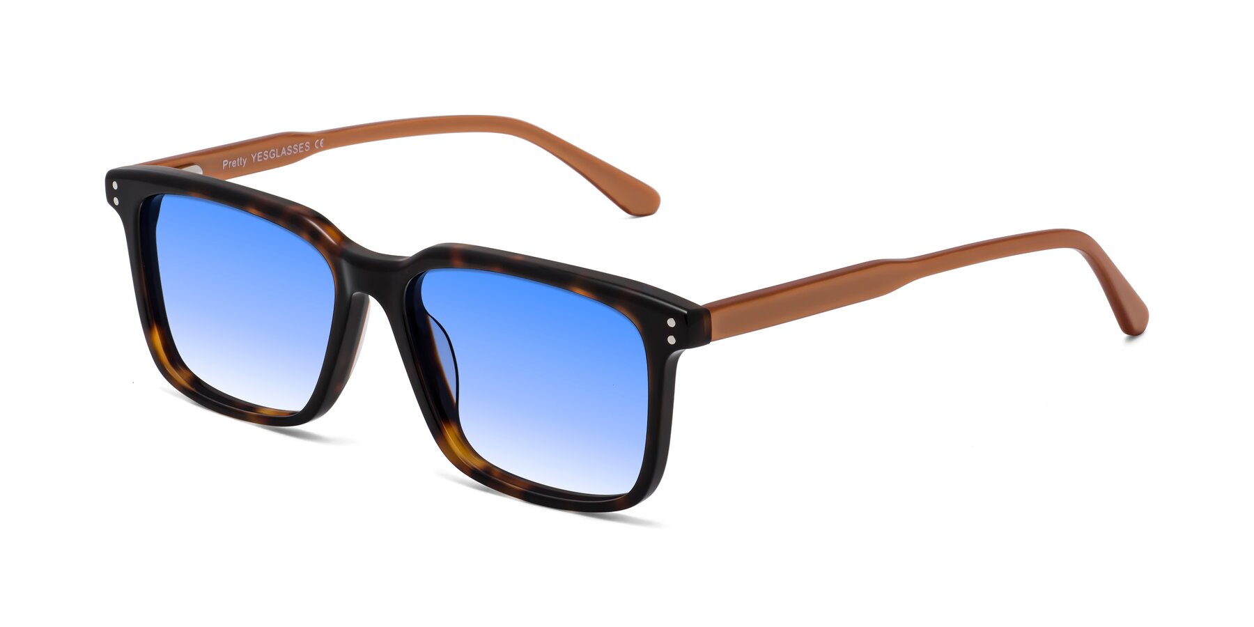 Angle of Pretty in Tortoise-Caramel with Blue Gradient Lenses