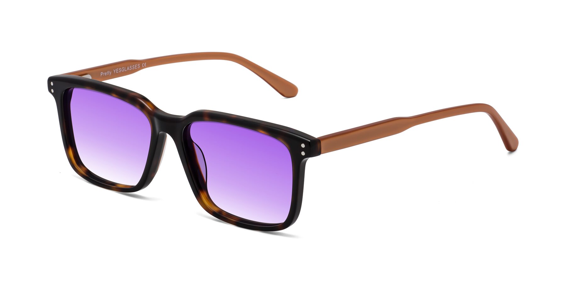 Angle of Pretty in Tortoise-Caramel with Purple Gradient Lenses