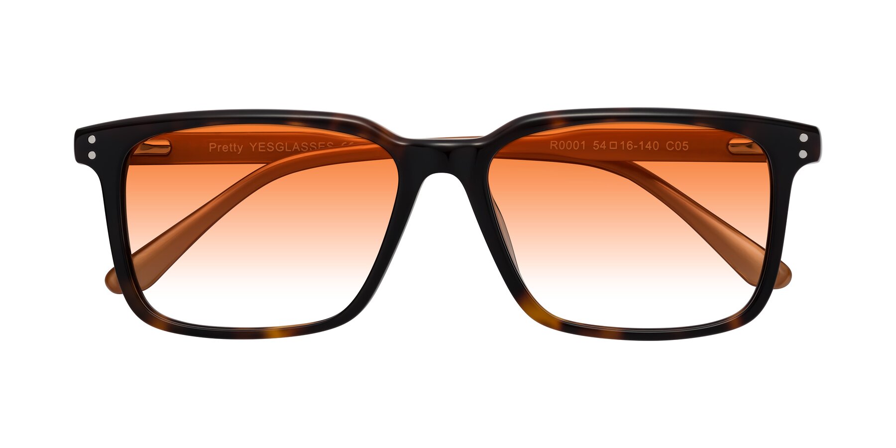 Folded Front of Pretty in Tortoise-Caramel with Orange Gradient Lenses