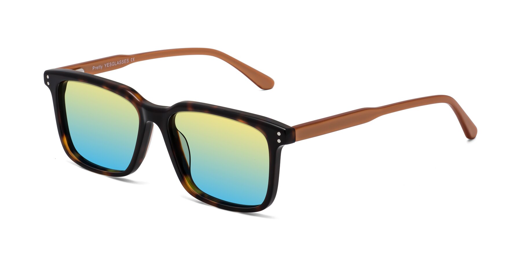 Angle of Pretty in Tortoise-Caramel with Yellow / Blue Gradient Lenses