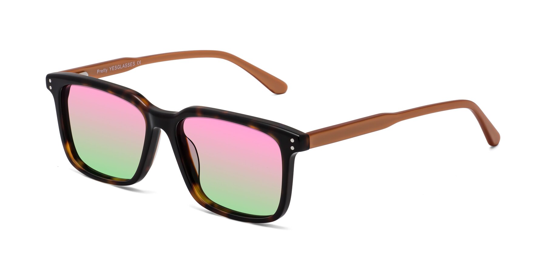 Angle of Pretty in Tortoise-Caramel with Pink / Green Gradient Lenses