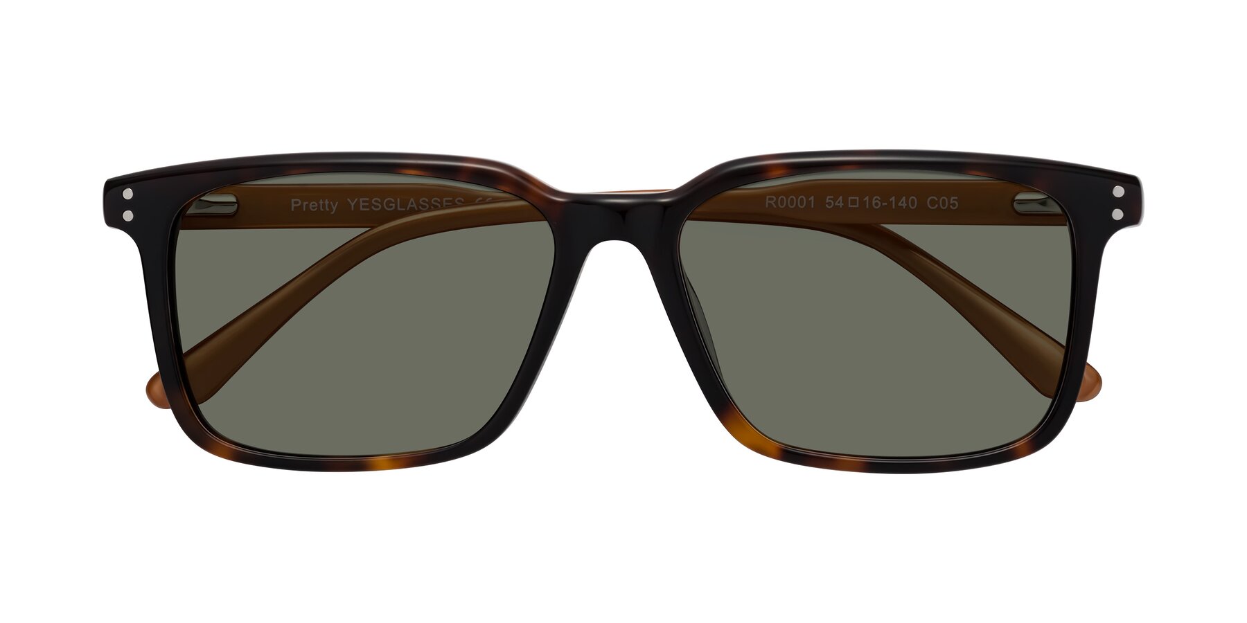 Folded Front of Pretty in Tortoise-Caramel with Gray Polarized Lenses