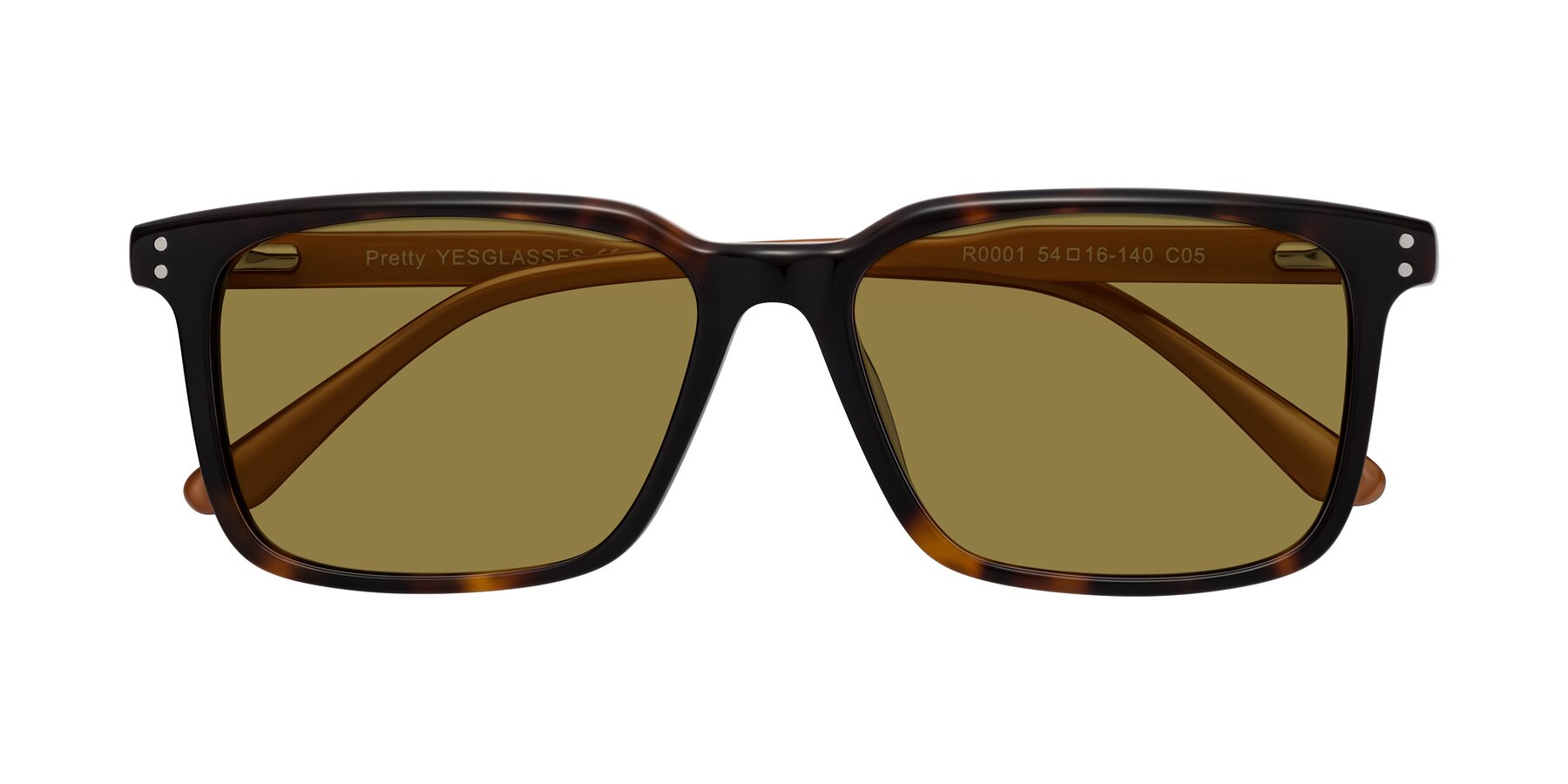 Folded Front of Pretty in Tortoise-Caramel with Brown Polarized Lenses