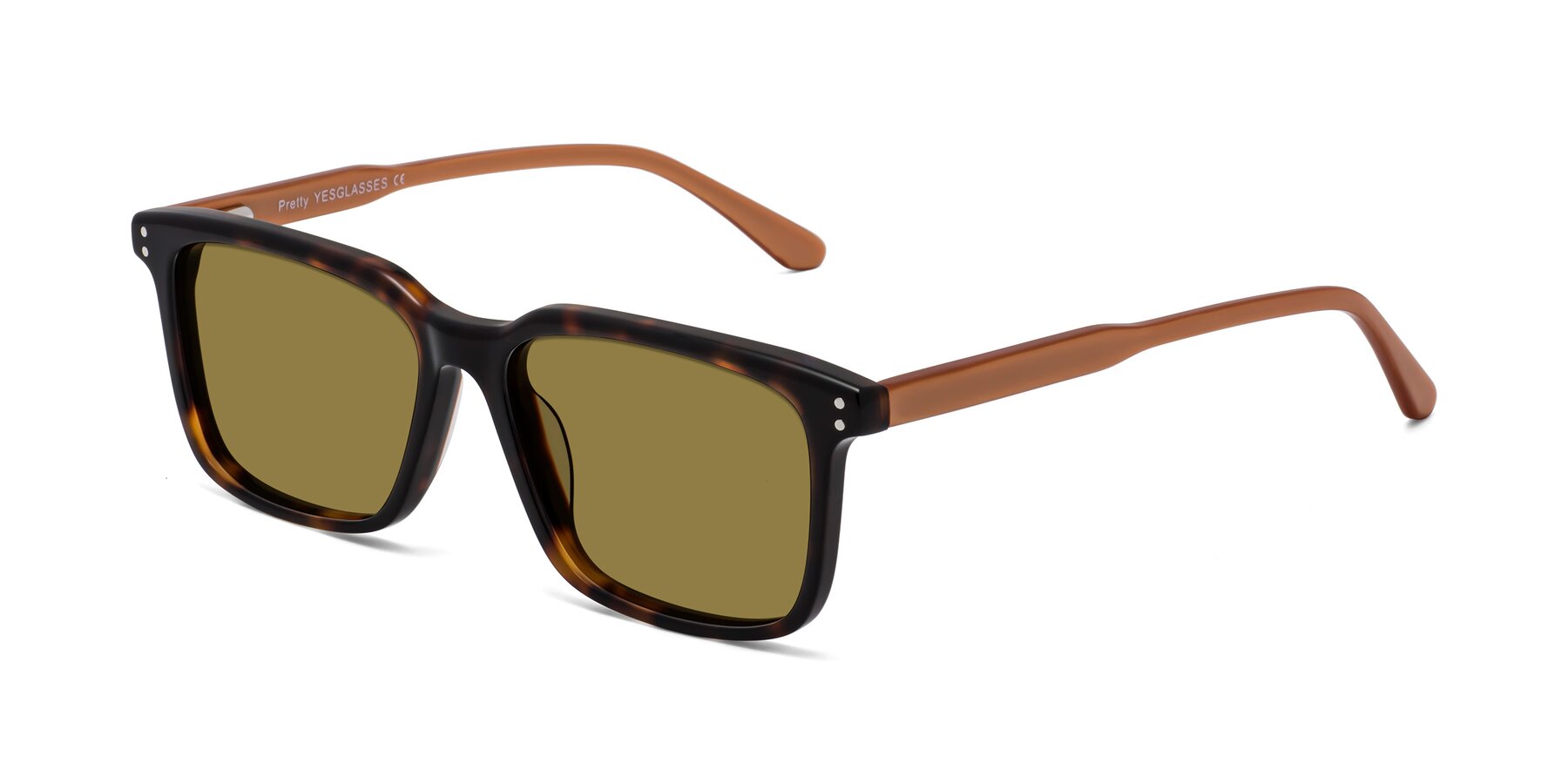 Angle of Pretty in Tortoise-Caramel with Brown Polarized Lenses