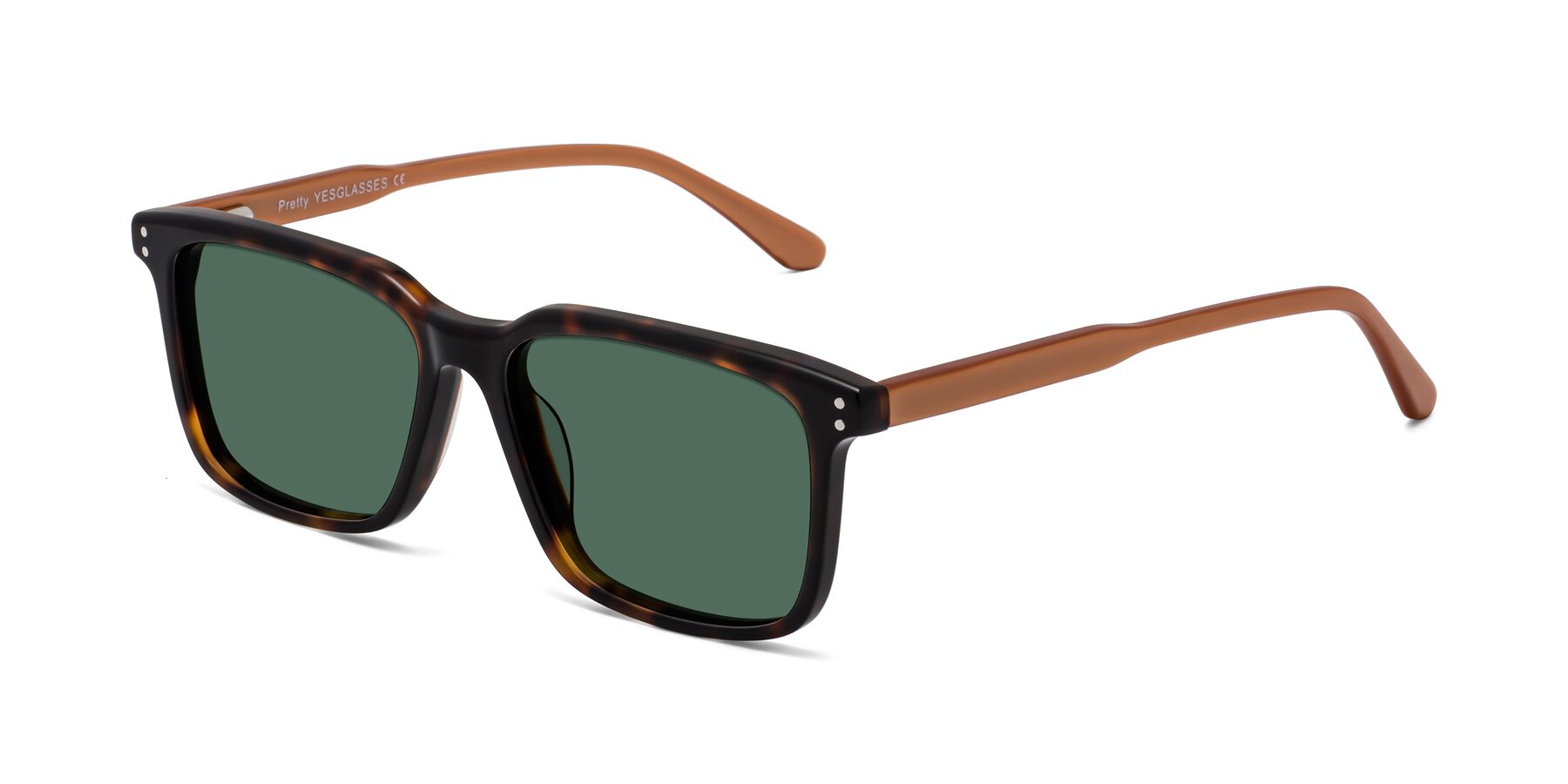 Angle of Pretty in Tortoise-Caramel with Green Polarized Lenses