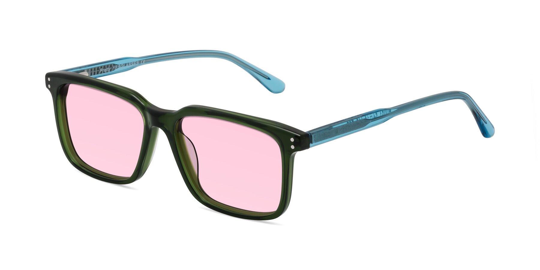 Angle of Pretty in Jade Green with Light Pink Tinted Lenses