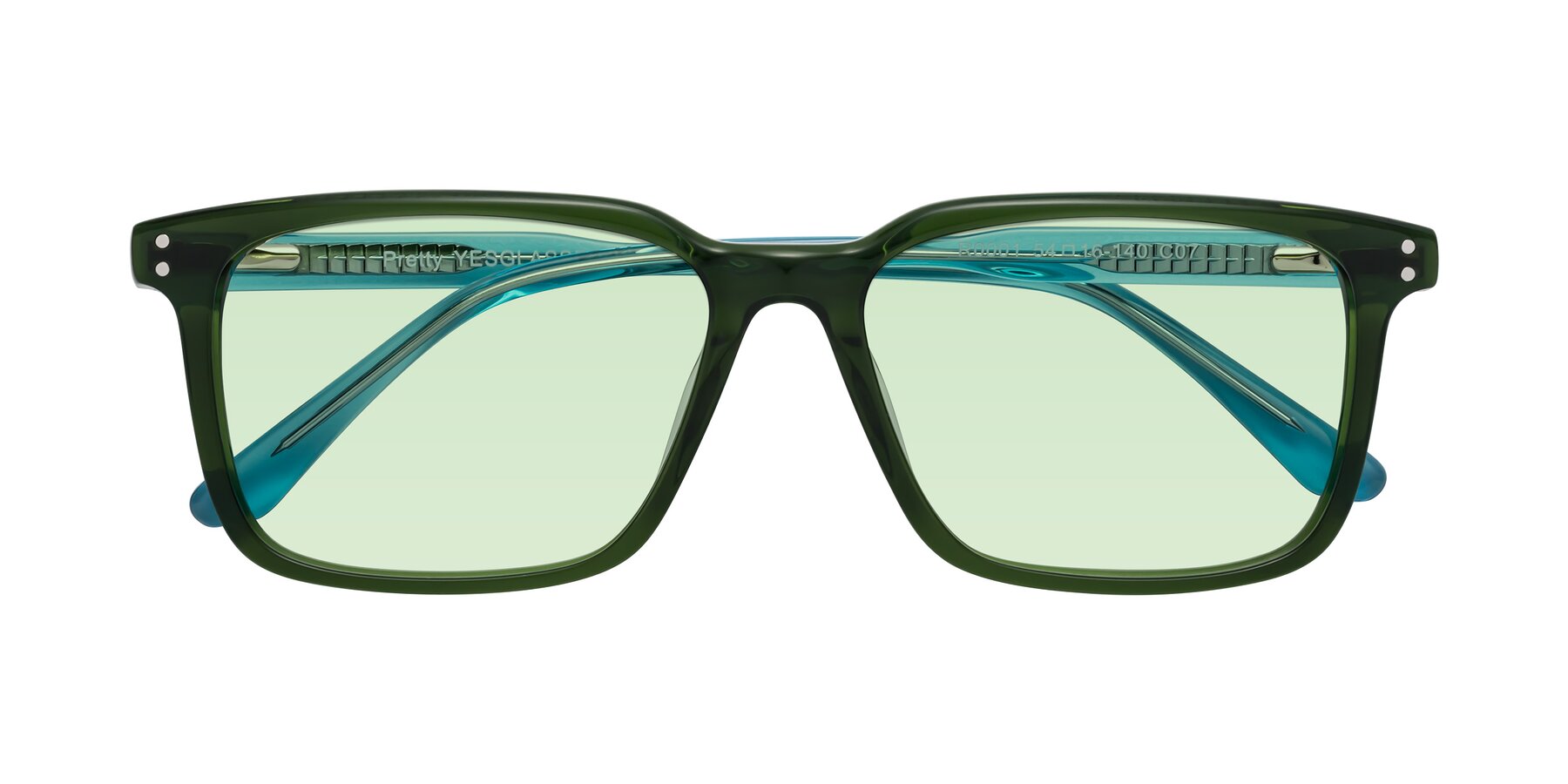 Folded Front of Pretty in Jade Green with Light Green Tinted Lenses