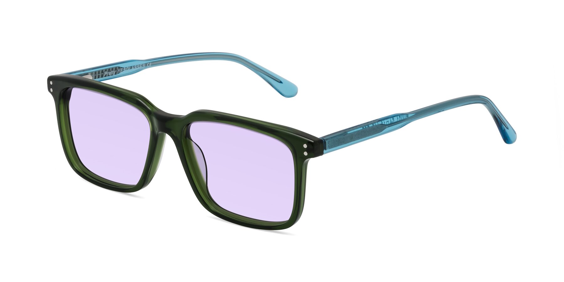 Angle of Pretty in Jade Green with Light Purple Tinted Lenses