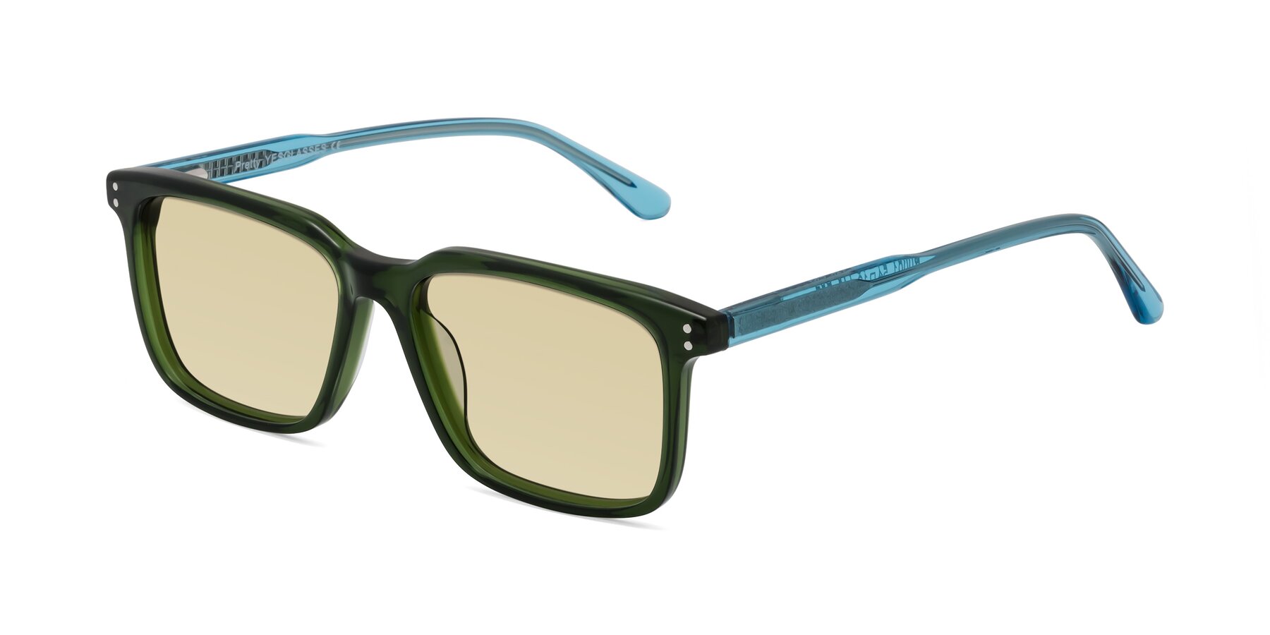 Angle of Pretty in Jade Green with Light Champagne Tinted Lenses