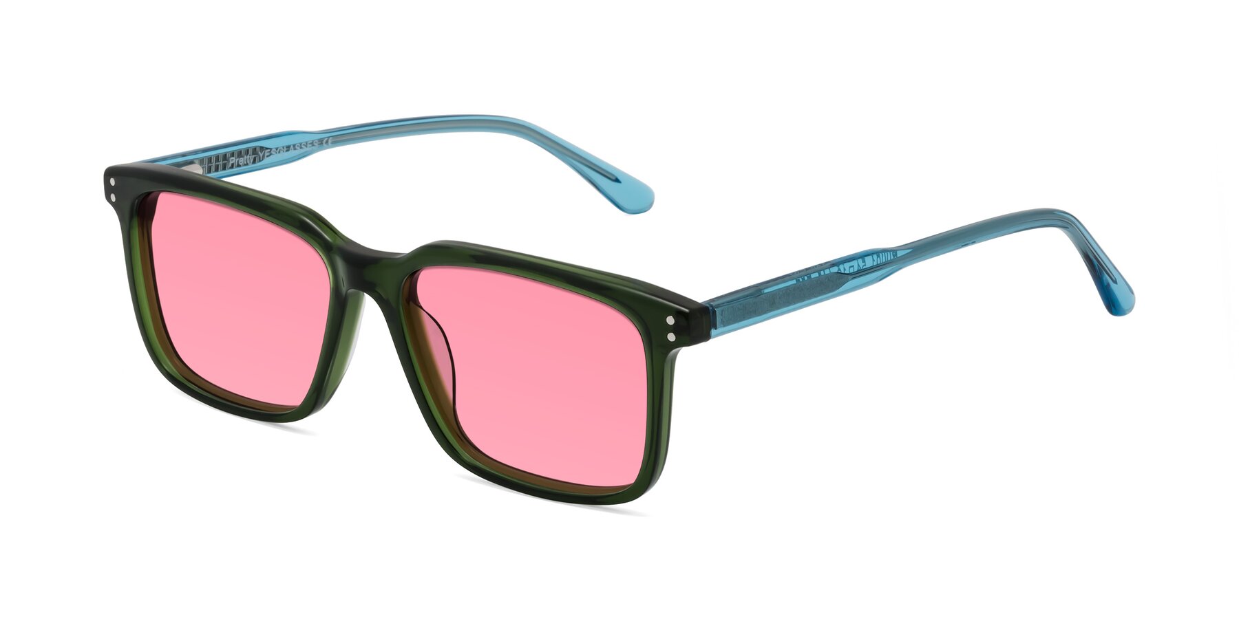 Angle of Pretty in Jade Green with Pink Tinted Lenses