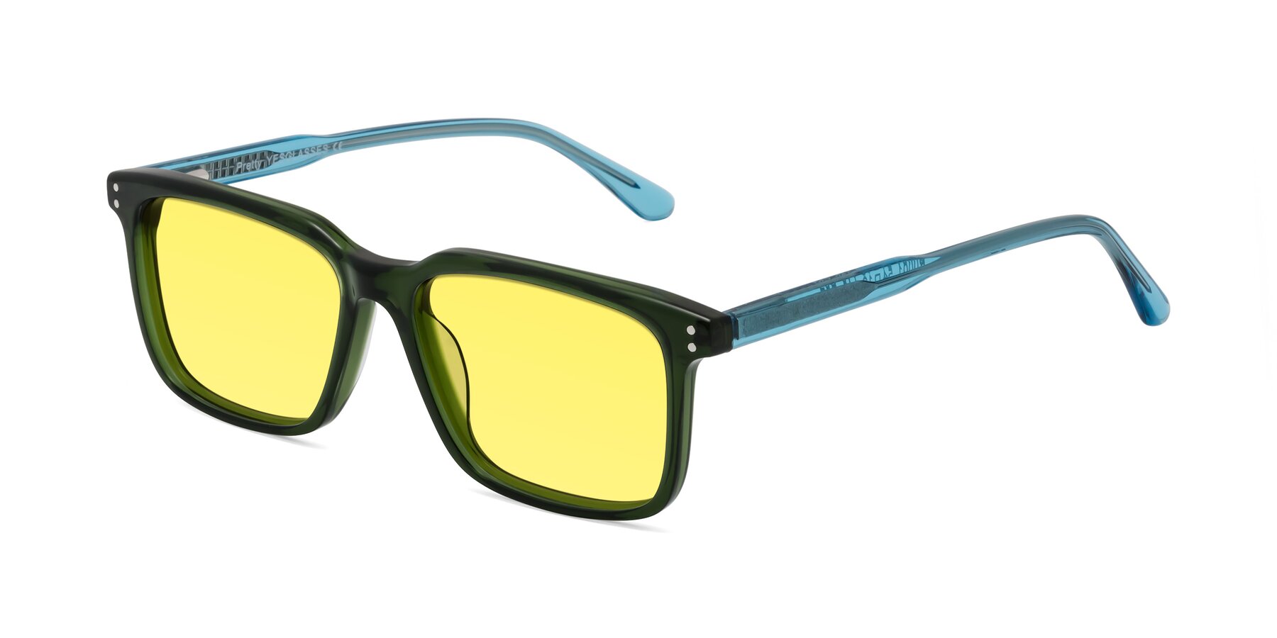 Angle of Pretty in Jade Green with Medium Yellow Tinted Lenses