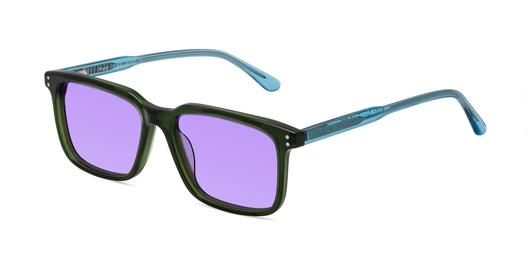 Angle of Pretty in Jade Green with Medium Purple Tinted Lenses