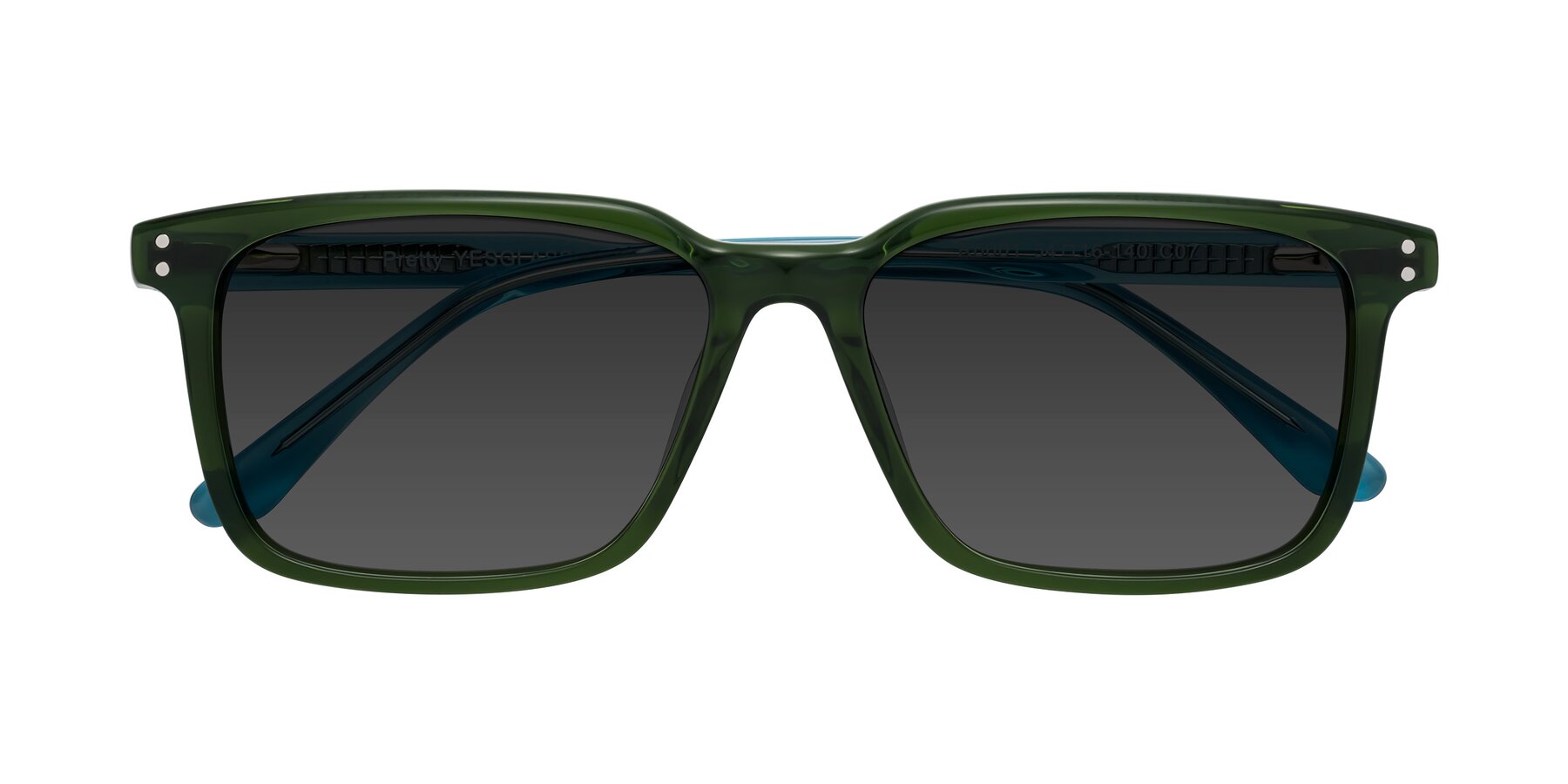 Folded Front of Pretty in Jade Green with Gray Tinted Lenses