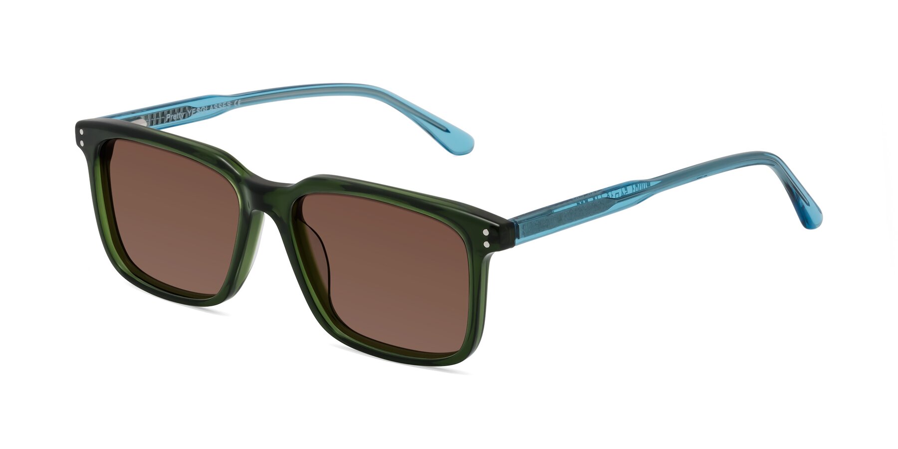 Angle of Pretty in Jade Green with Brown Tinted Lenses