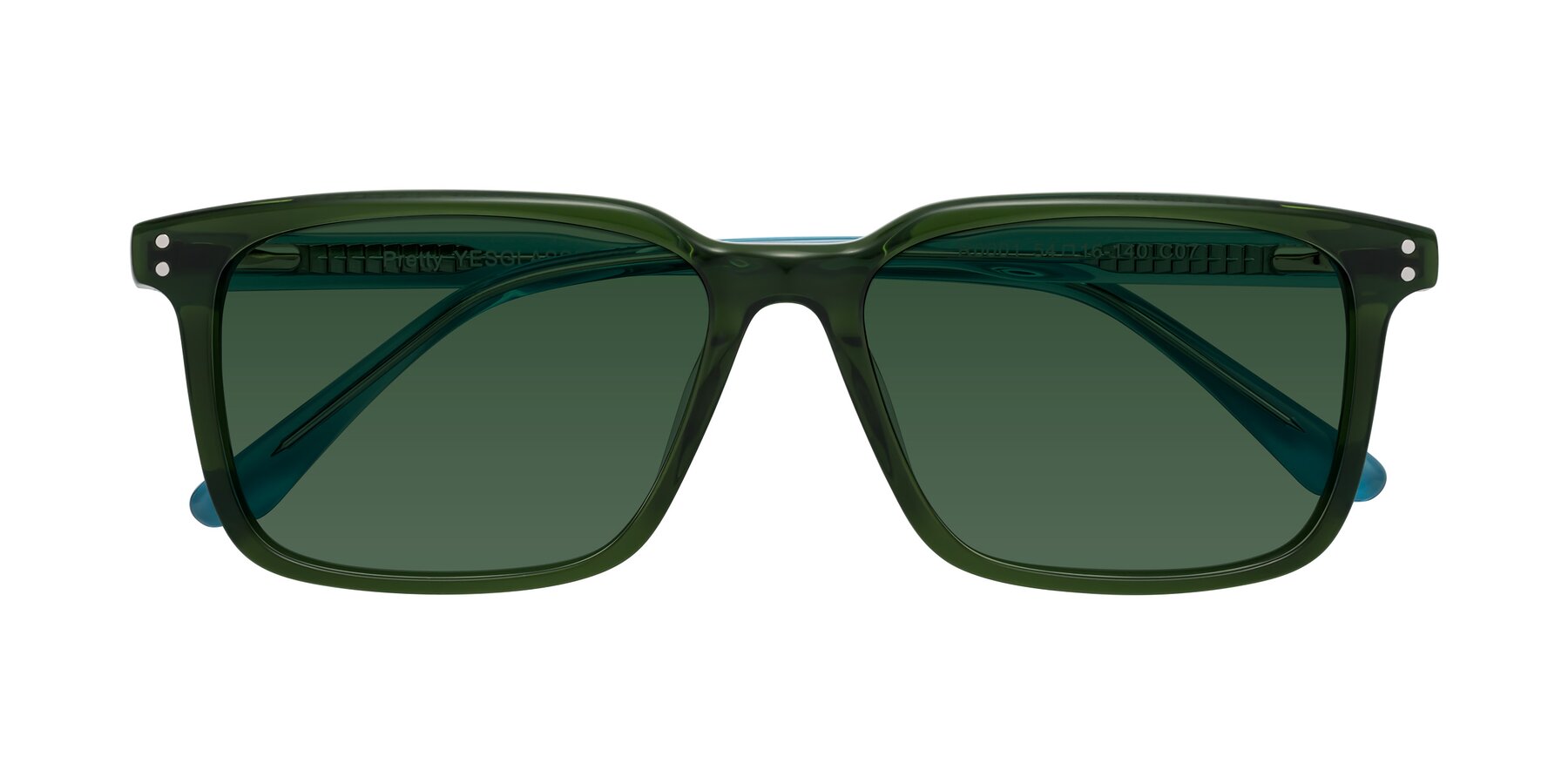 Folded Front of Pretty in Jade Green with Green Tinted Lenses