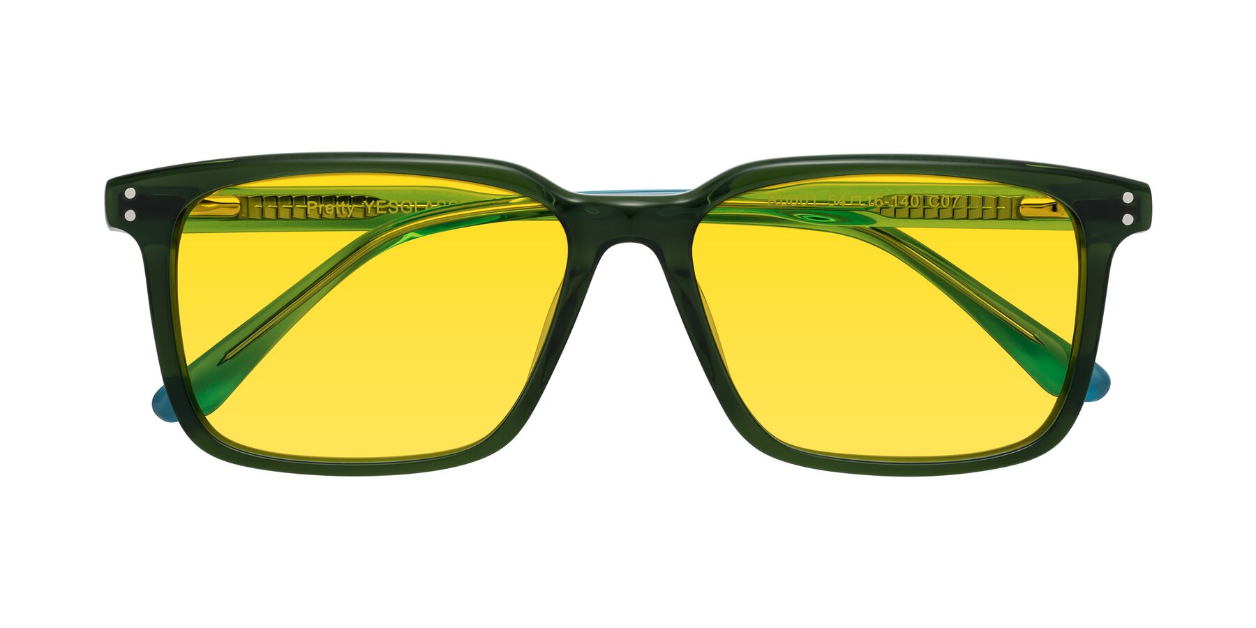 Folded Front of Pretty in Jade Green with Yellow Tinted Lenses