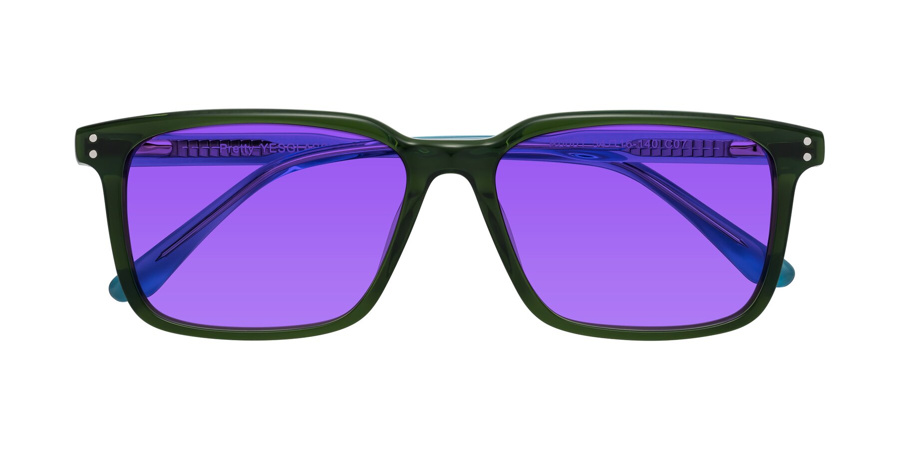 Folded Front of Pretty in Jade Green with Purple Tinted Lenses