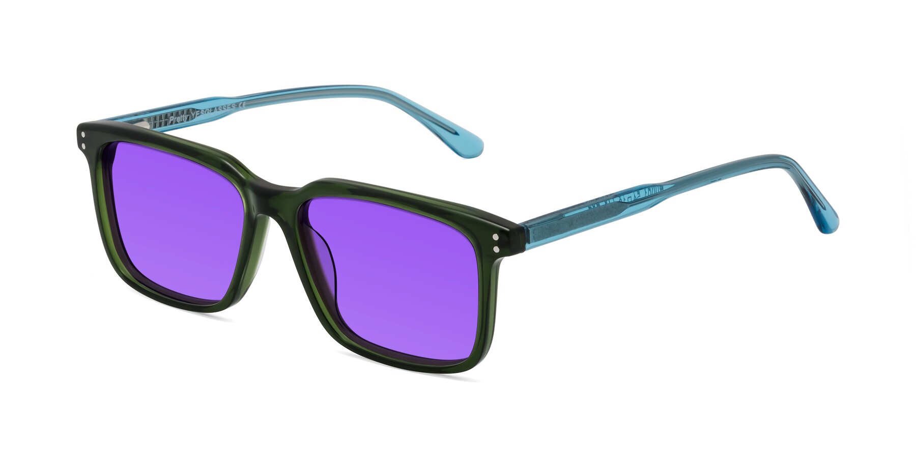 Angle of Pretty in Jade Green with Purple Tinted Lenses