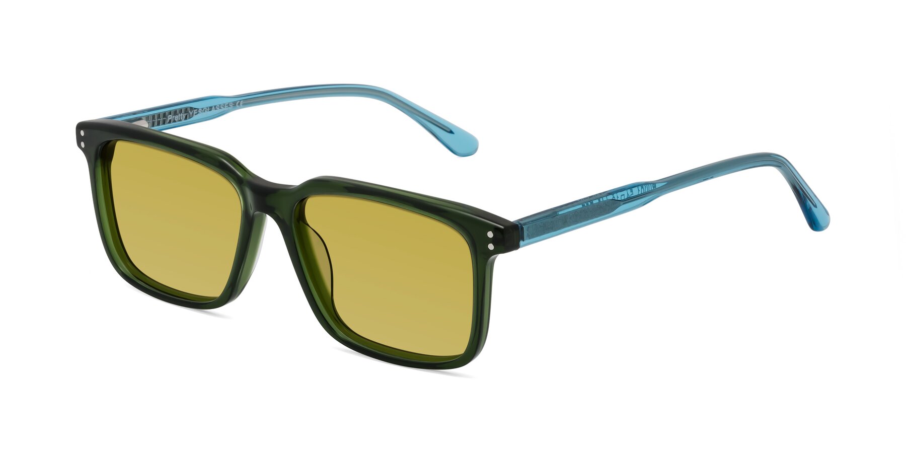 Angle of Pretty in Jade Green with Champagne Tinted Lenses