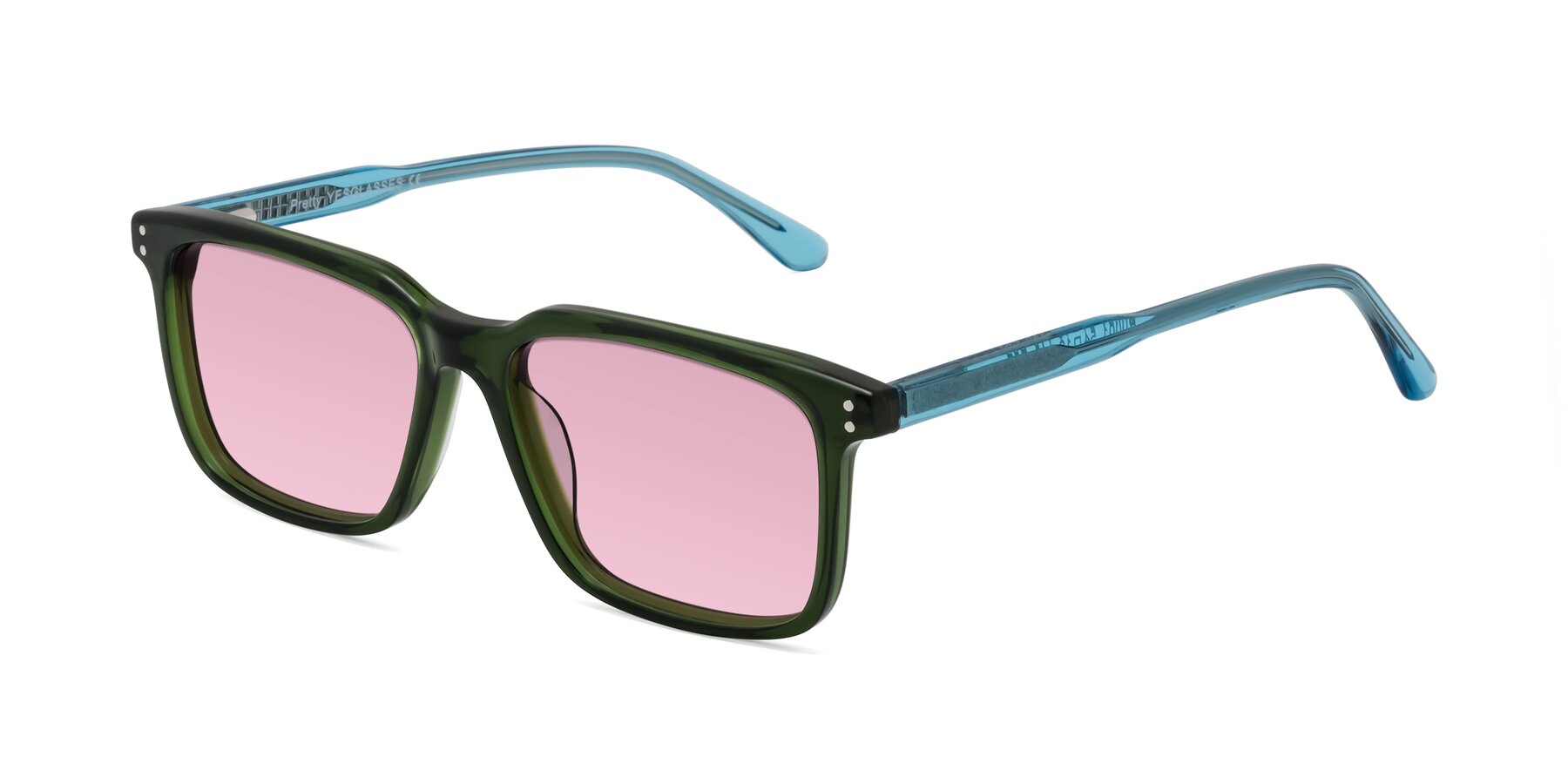 Angle of Pretty in Jade Green with Light Wine Tinted Lenses