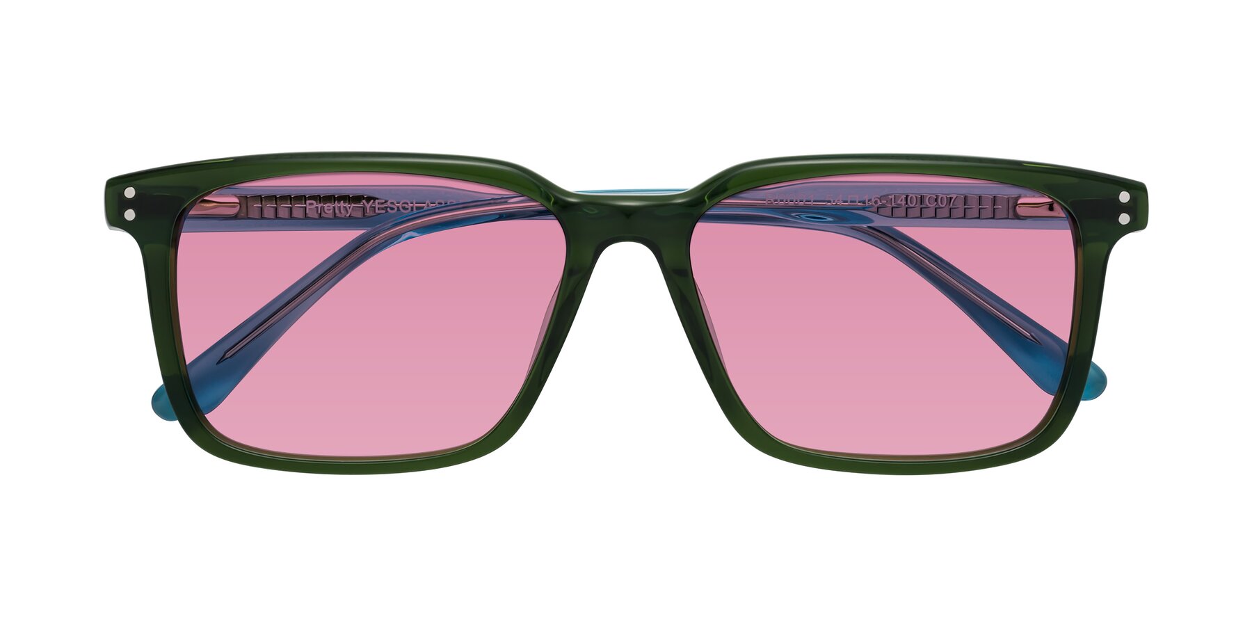 Folded Front of Pretty in Jade Green with Medium Wine Tinted Lenses