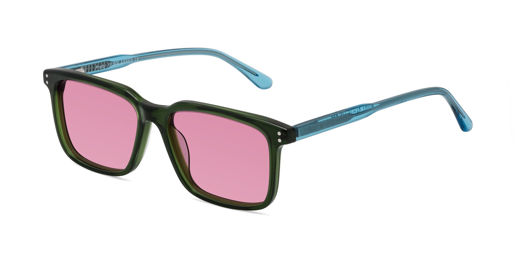 Angle of Pretty in Jade Green with Medium Wine Tinted Lenses