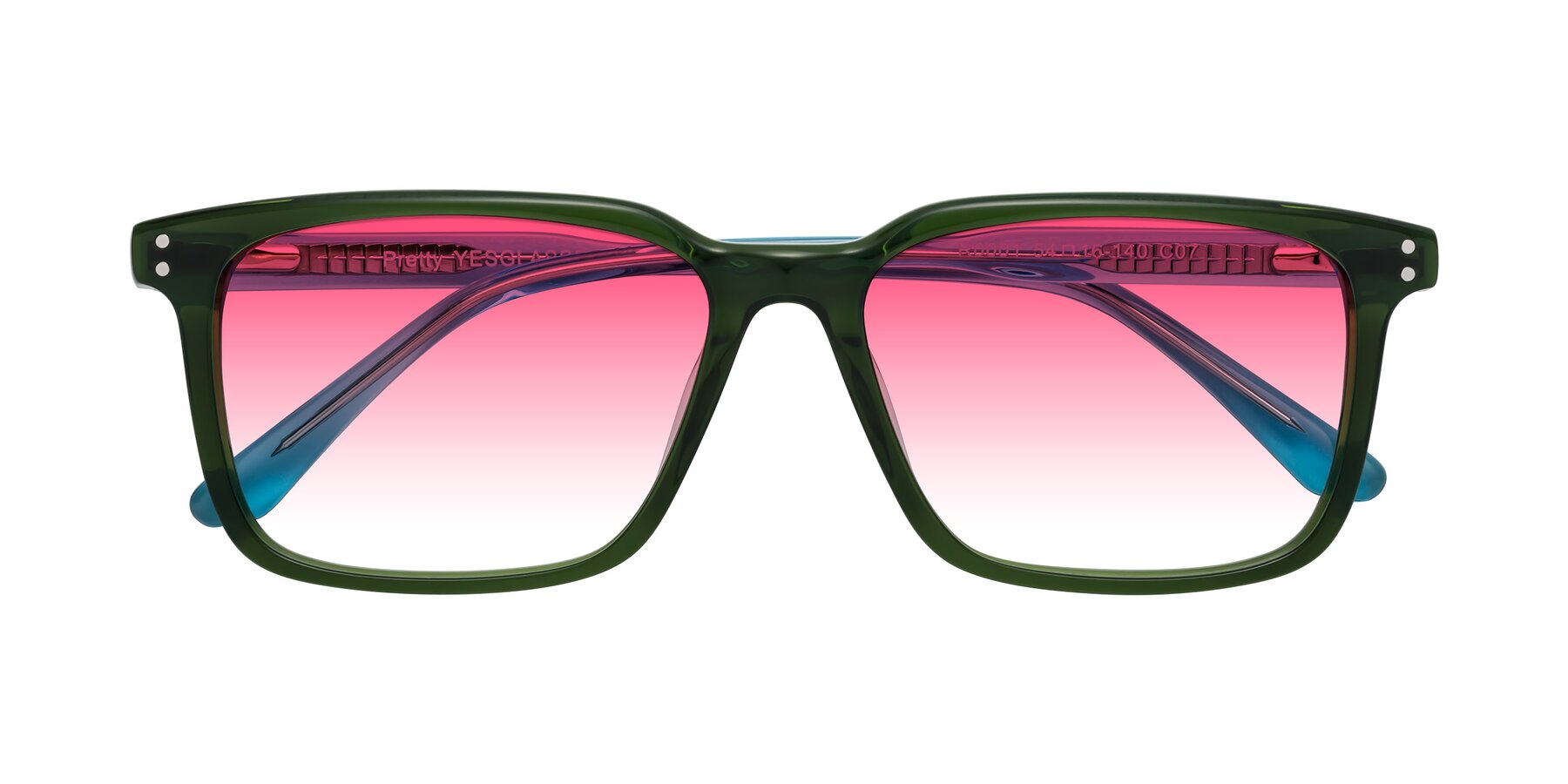 Folded Front of Pretty in Jade Green with Pink Gradient Lenses