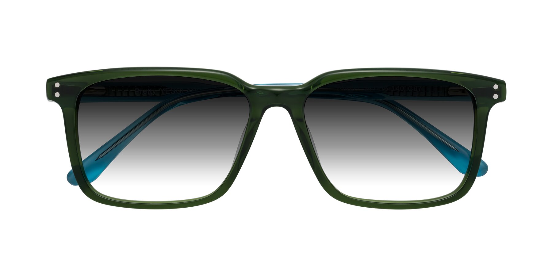 Folded Front of Pretty in Jade Green with Gray Gradient Lenses