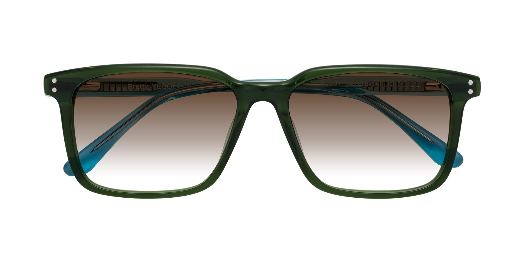 Folded Front of Pretty in Jade Green with Brown Gradient Lenses