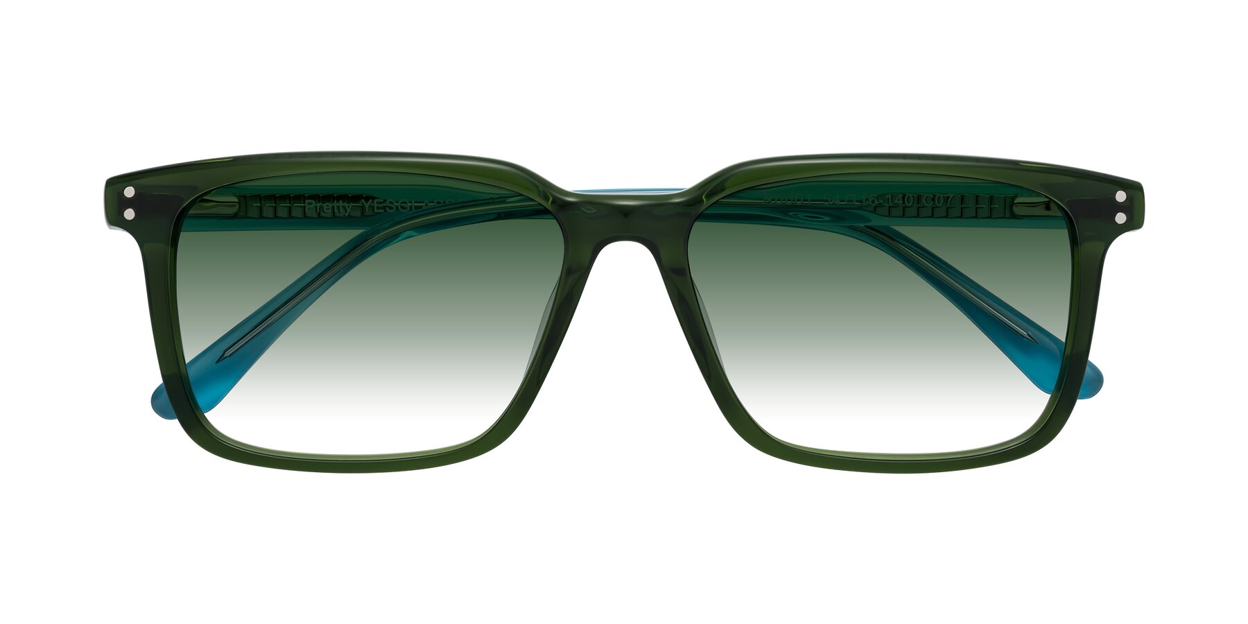 Folded Front of Pretty in Jade Green with Green Gradient Lenses