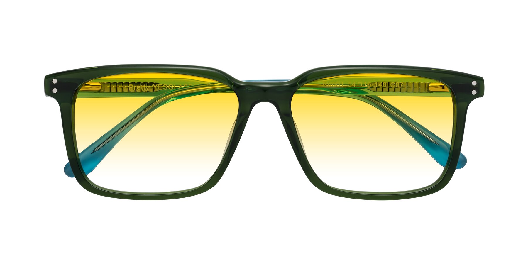 Folded Front of Pretty in Jade Green with Yellow Gradient Lenses